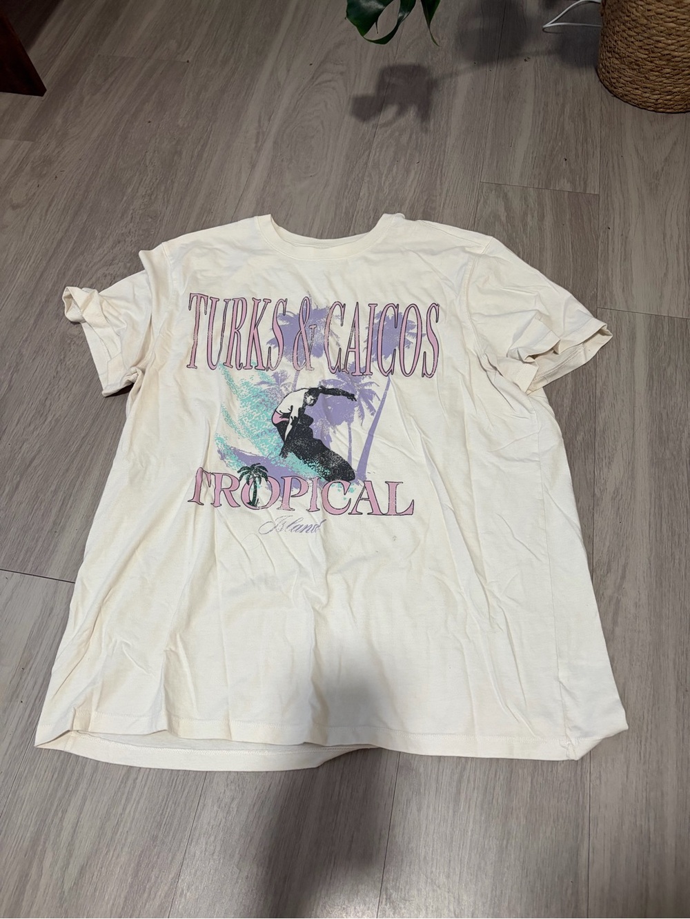 Goodfellow & Co Cream Graphic Crewneck Tee with Pastel Accents